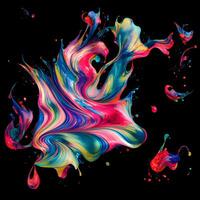 Abstract colorful splash background ,Watercolor swirling splash painting texture, Paint splashes on black background, photo