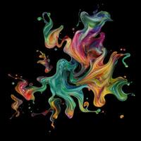 Abstract colorful splash background ,Watercolor swirling splash painting texture, Paint splashes on black background, photo