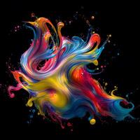 Abstract colorful splash background ,Watercolor swirling splash painting texture, Paint splashes on black background, photo