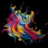 Abstract colorful splash background ,Watercolor swirling splash painting texture, Paint splashes on black background, photo