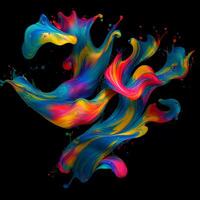 Abstract colorful splash background ,Watercolor swirling splash painting texture, Paint splashes on black background, photo