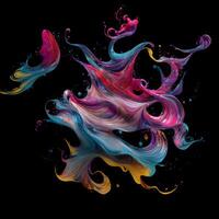 Abstract colorful splash background ,Watercolor swirling splash painting texture, Paint splashes on black background, photo