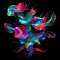 Abstract colorful splash background ,Watercolor swirling splash painting texture, Paint splashes on black background, photo