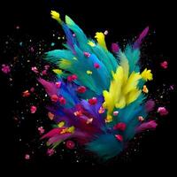 multicolor flores y plumas fondo abstracto antecedentes composición de pluma y flor motivos, diseñado con artificial inteligencia, generativo ai foto