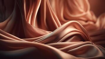 Rose Gold Fabric in Wavy Bokeh Abstract Background. photo