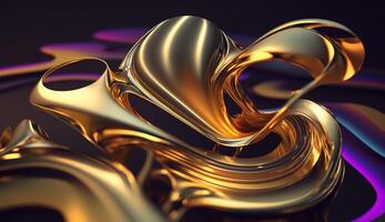 Abstract 3D Wave in Neon Holographic Motion. photo