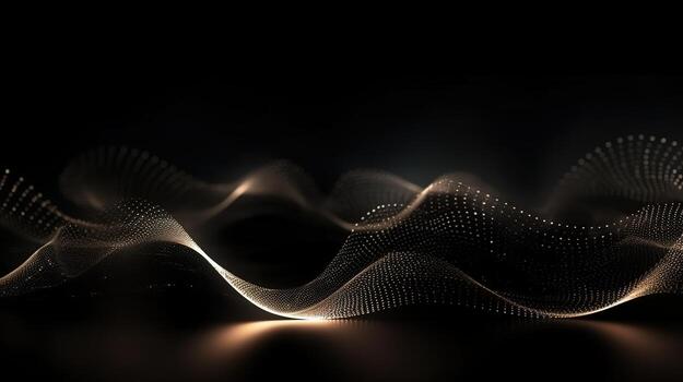 A Black Wavy Bokeh Shiny Abstract Background. photo