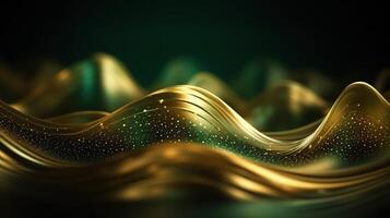 Green and Gold Bokeh Shiny Abstract Background. photo