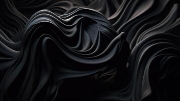 Black Fabric in Wavy Bokeh Abstract Background. photo