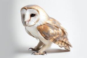 Barn owl isolated on white background. photo