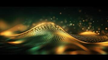 Green and Gold Bokeh Shiny Abstract Background. photo