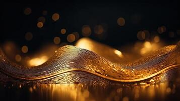 Black and Gold Bokeh Shiny Abstract Background. photo