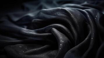 Black Fabric in Wavy Bokeh Abstract Background. photo