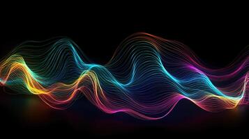 Abstract 3D Wave in Neon Holographic Motion. photo