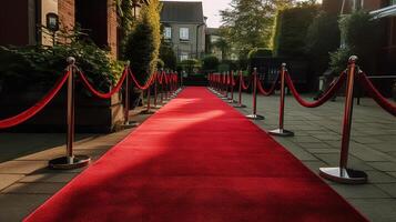 el brillo y glamour de el rojo alfombra a un premios ceremonia. generativo ai foto