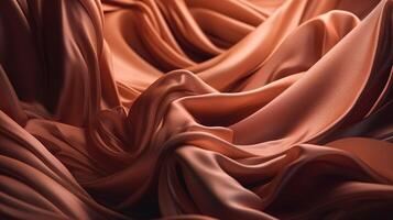 Rose Gold Fabric in Wavy Bokeh Abstract Background. Generative AI photo