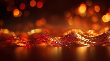 Red and Gold Bokeh Shiny Abstract Background. photo