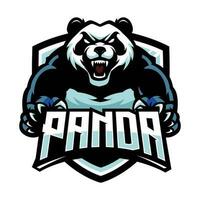 panda deporte mascota logo sostener texto vector