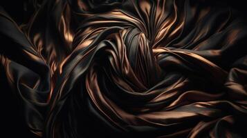 Black and Gold Fabric in Wavy Bokeh Abstract Background. photo