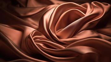 Rose Gold Fabric in Wavy Bokeh Abstract Background. photo