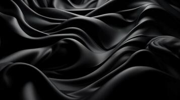 Black Fabric in Wavy Bokeh Abstract Background. photo