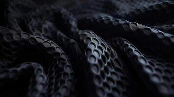 Black Fabric in Wavy Bokeh Abstract Background. photo