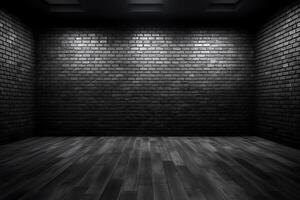 The interiors design of empty room and black brick wall pattern background. photo