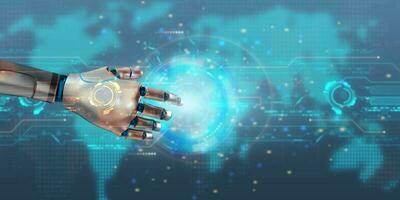 Hand robot ai artificial intelligence shakehand technology background wallpaper texture copy space machine business robot human cyborg science future digital industry agreement smart education study photo
