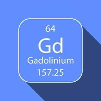 Gadolinium symbol with long shadow design. Chemical element of the periodic table. Vector illustration.