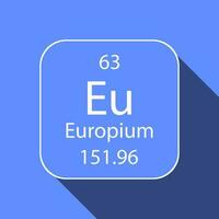 europium symbol with long shadow design. Chemical element of the periodic table. Vector illustration.