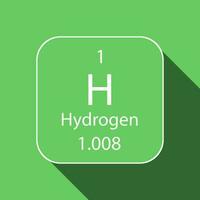 Hydrogen symbol with long shadow design. Chemical element of the periodic table. Vector illustration.