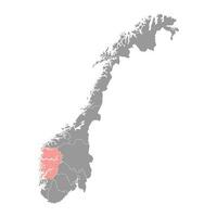 Vestland county map, administrative region of Norway. Vector illustration.