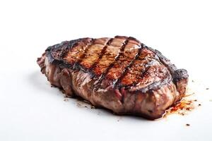 Steak on the grill white background. photo