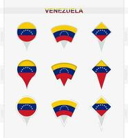 Venezuela bandera, conjunto de ubicación alfiler íconos de Venezuela bandera. vector