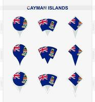 caimán islas bandera, conjunto de ubicación alfiler íconos de caimán islas bandera. vector