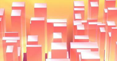 Abstract 3d cubes rectangles orange yellow gradient in the form of a big city with skyscrapers abstract background photo