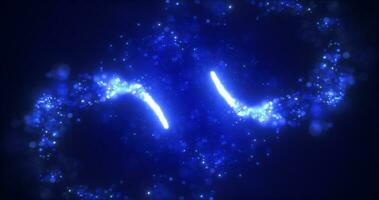 Abstract blue energy lines with magic bokeh from particles, abstract background photo