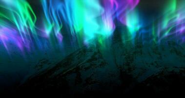 The abstract background of the multi -colored northern lights and mountains in the north, a bright iridescent realistic light light in the sky photo