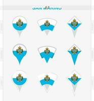 San Marino flag, set of location pin icons of San Marino flag. vector