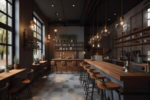 3D render cafe restaurant. photo