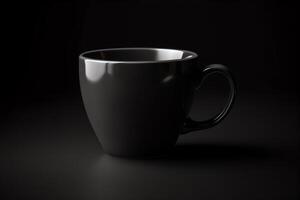 Black coffee mug mockup isolated. photo