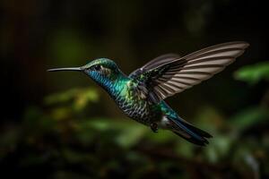 Stunning hummingbird in flight captivating wildlife photography. photo
