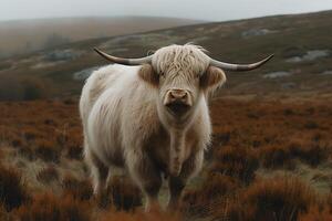 Est dwelling white highland cow. photo