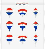 paraguay bandera, conjunto de ubicación alfiler íconos de paraguay bandera. vector