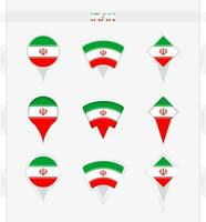 Iran flag, set of location pin icons of Iran flag. vector