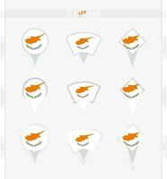 Cyprus flag, set of location pin icons of Cyprus flag. vector