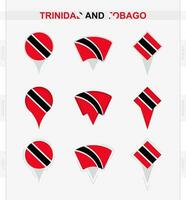 Trinidad and Tobago flag, set of location pin icons of Trinidad and Tobago flag. vector