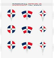 Dominican Republic flag, set of location pin icons of Dominican Republic flag. vector