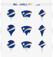 Marshall Islands flag, set of location pin icons of Marshall Islands flag. vector