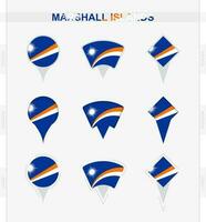 Marshall islas bandera, conjunto de ubicación alfiler íconos de Marshall islas bandera. vector